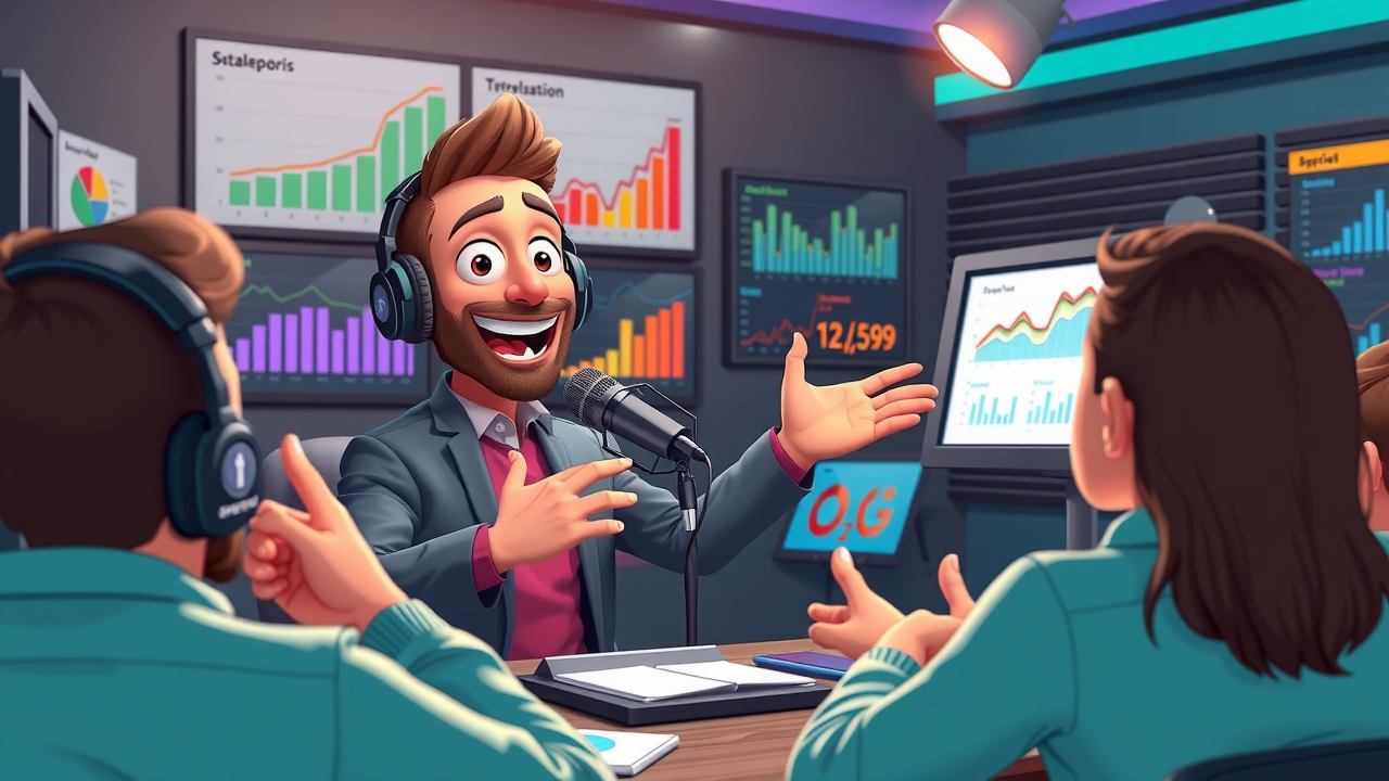 Podcast host sharing important podcasting and video marketing statistics