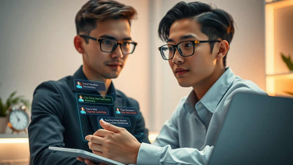 a futuristic ai chat bot interface, engaging with a user, showcasing conversation flow, ai chat bots in action.