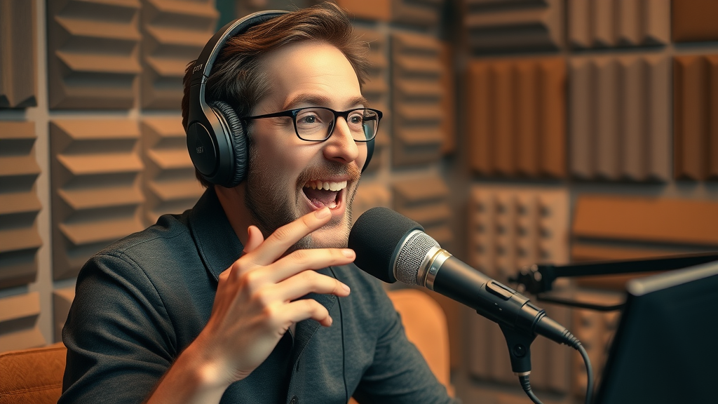 Engaged podcast host illustrating podcasting opportunity in content creation 2025