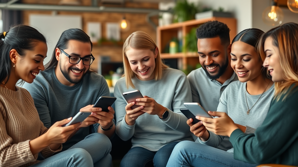 engaged social media community interacting with content on multiple devices