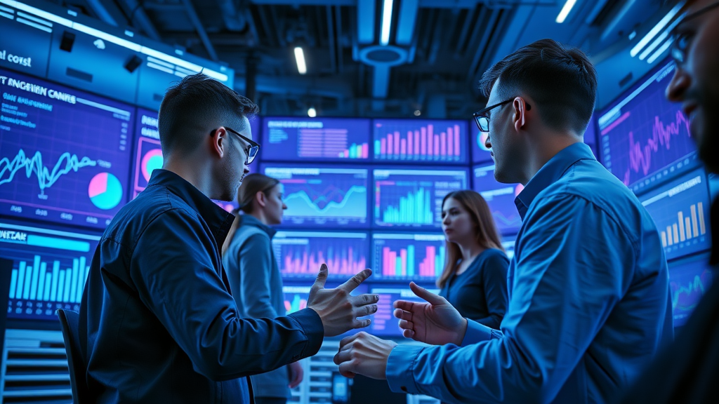 Marketing team using AI tools to enhance Facebook ads engagement