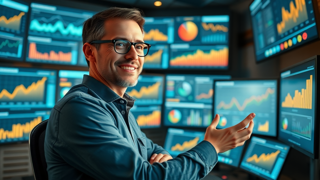 Marketer reviewing successful campaign data driven by proof in advertising