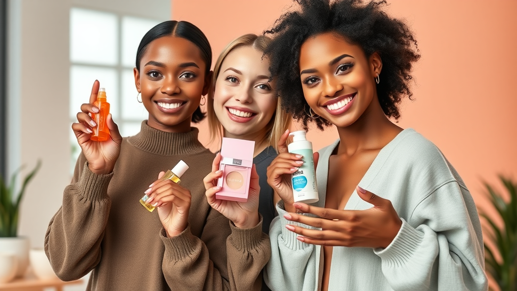 Vibrant ecommerce ad creatives highlighting beauty products and user-generated content