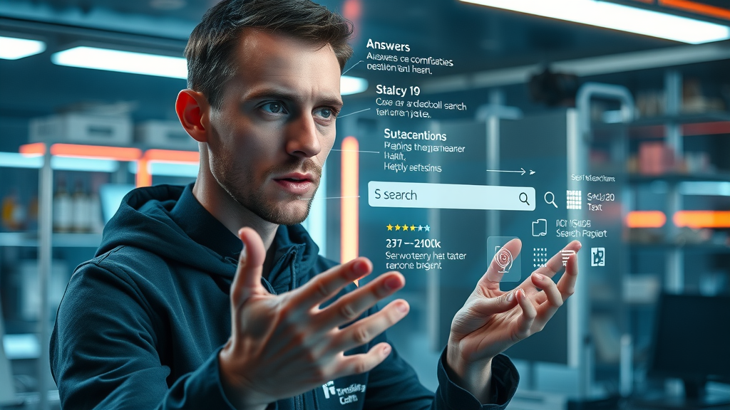User interacting with AI-driven search engine interface depicting google ai mode seo