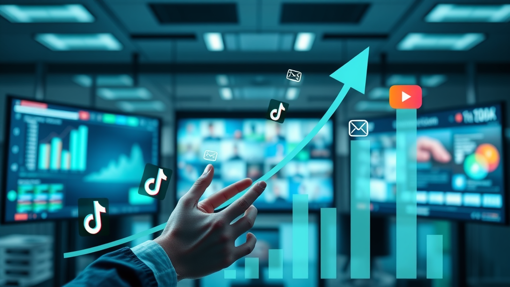 Social commerce trends market growth infographic showing TikTok, Instagram, YouTube in professional business environment