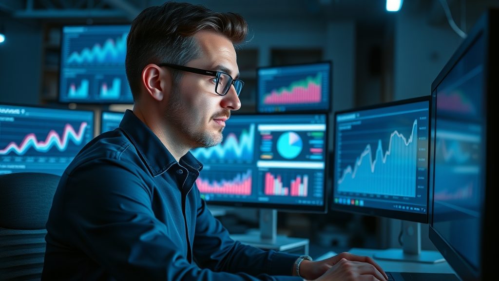 marketing analyst analyzing facebook ad campaign performance metrics for small businesses
