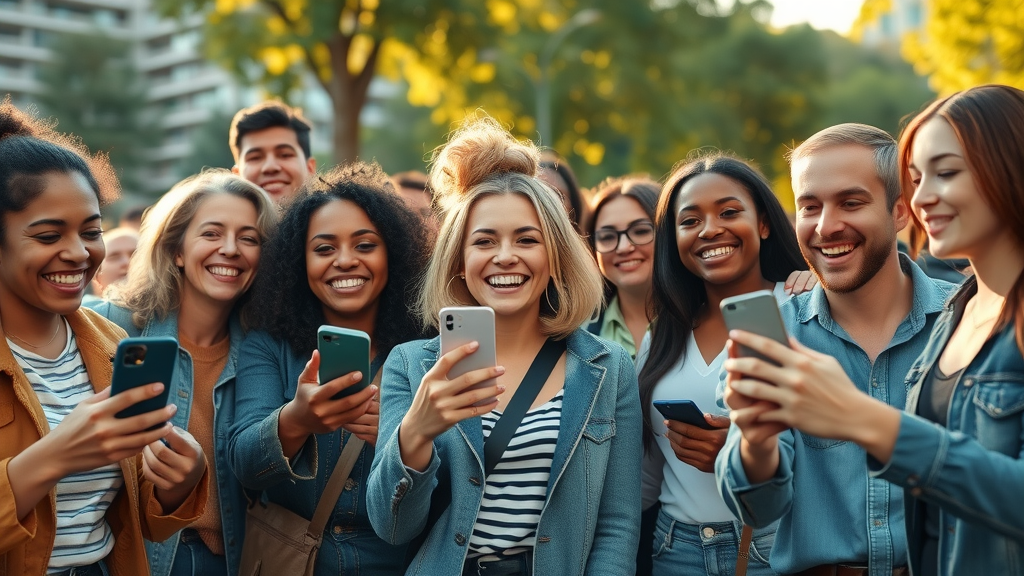user generated content diverse group creating media vibrant park