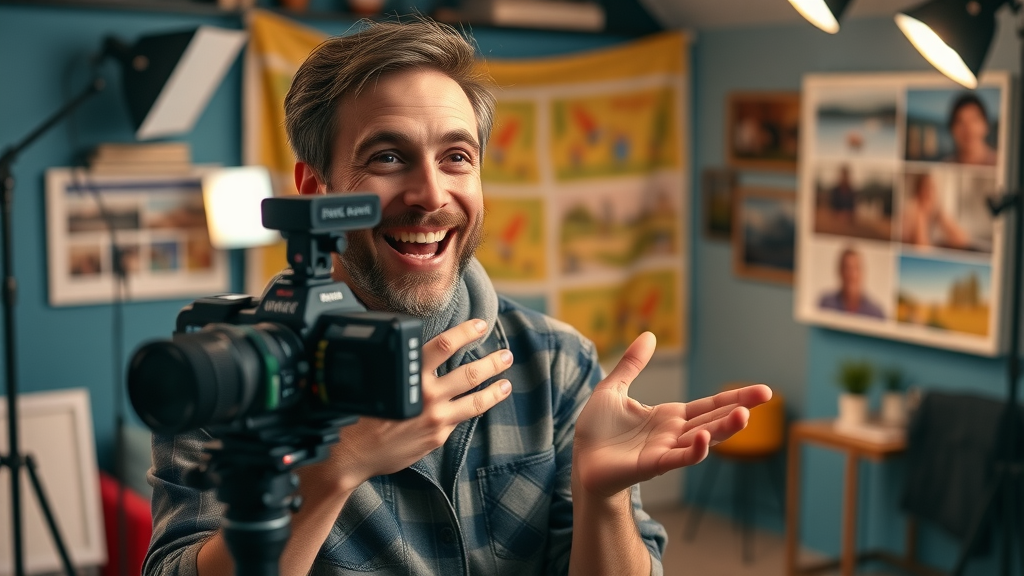 Creative content creator filming viral content