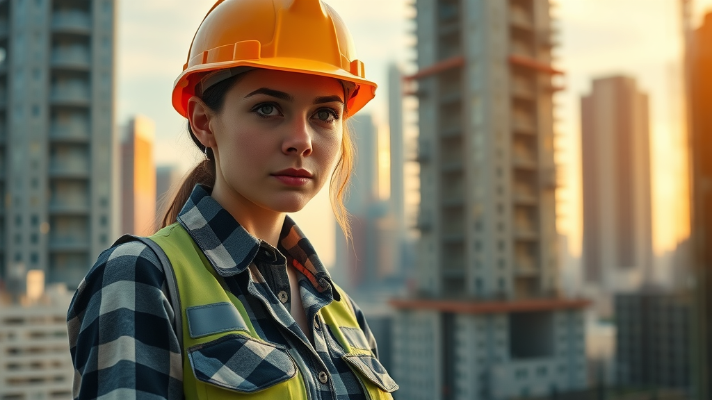 Determined young contractor inspecting building progress