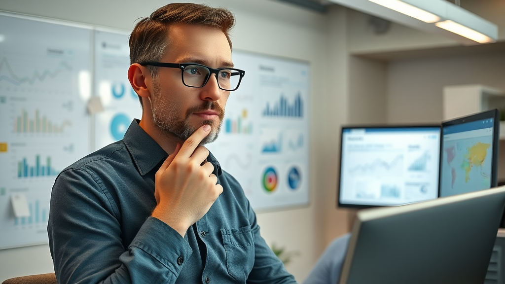 Analytical marketer researching cross-platform content gaps for content creation 2025
