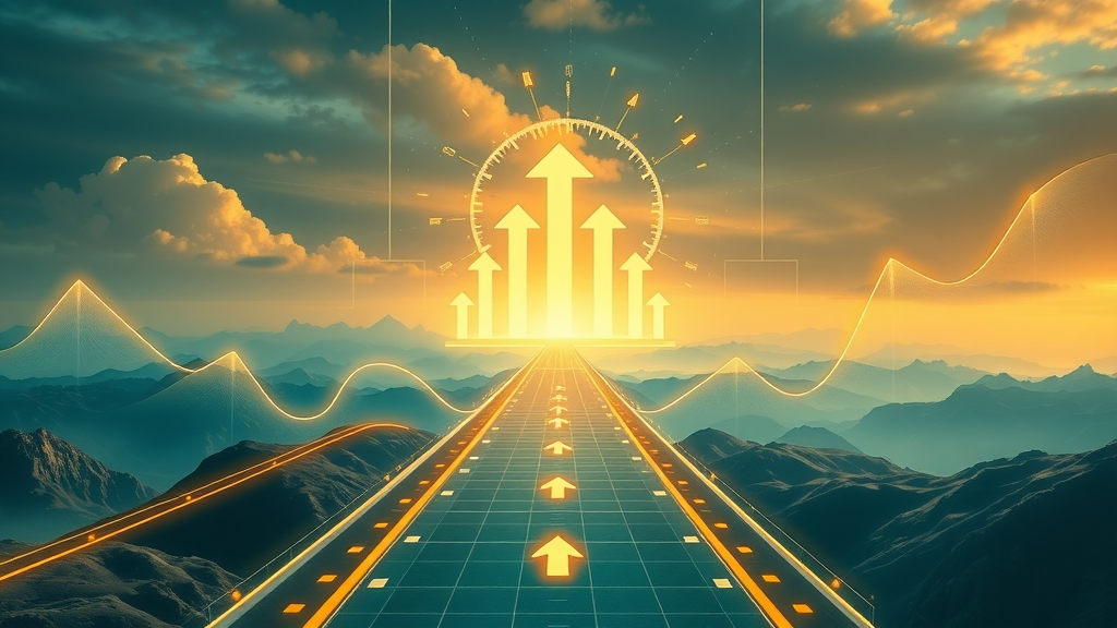 roadmap to higher domain authority with upward arrows and digital milestones