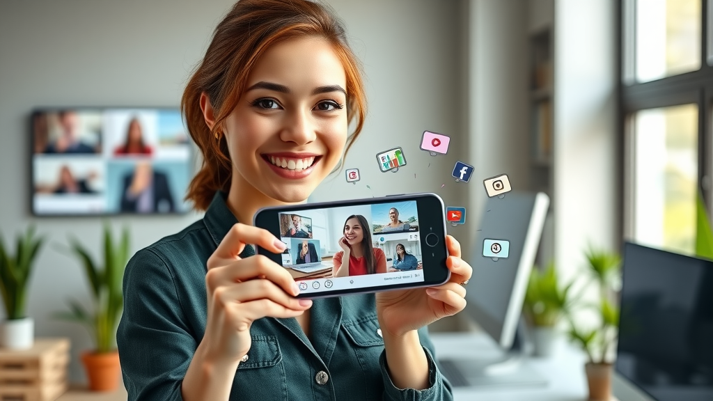 Social media marketer promoting short-form video content for digital marketing strategies