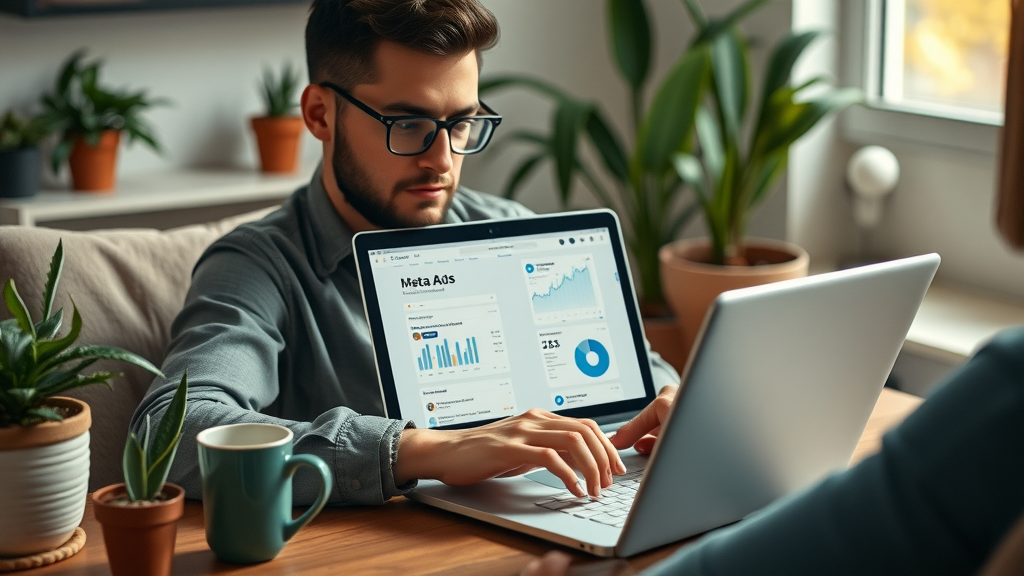 Social media marketer analyzing Meta ads with combined likes feature enabled