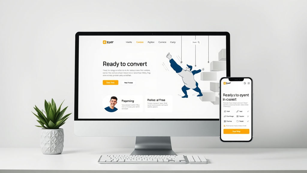 Clean modern landing page optimized for Google Adwords PPC campaign conversions on desktop and smartphone