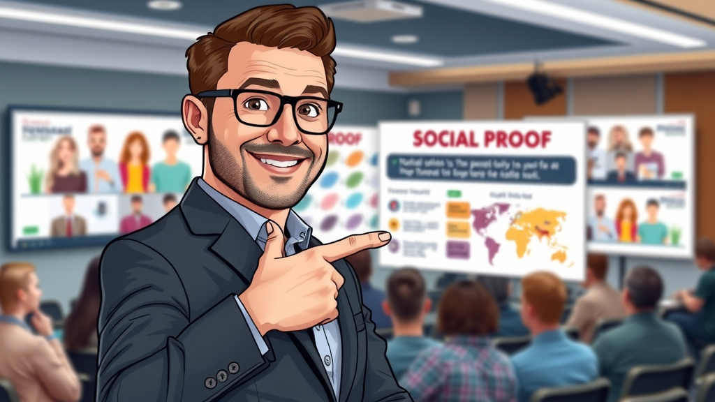 Professional marketer presenting different types of social proof in Meta ads in a webinar