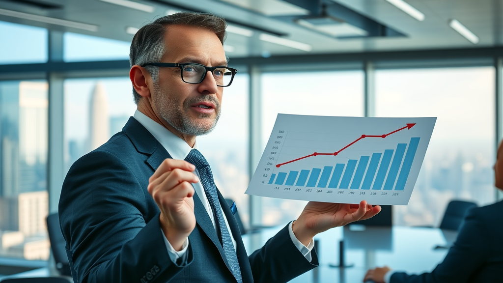 Top marketer demonstrating proof in advertising with impressive sales growth charts