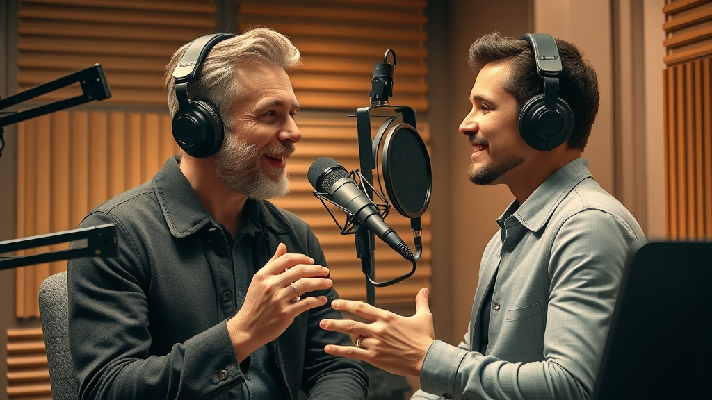 AI content recommendations professional podcast setup with engaging host
