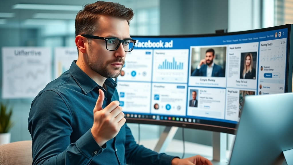focused marketer comparing facebook ad campaign objectives, facebook advertising for small businesses