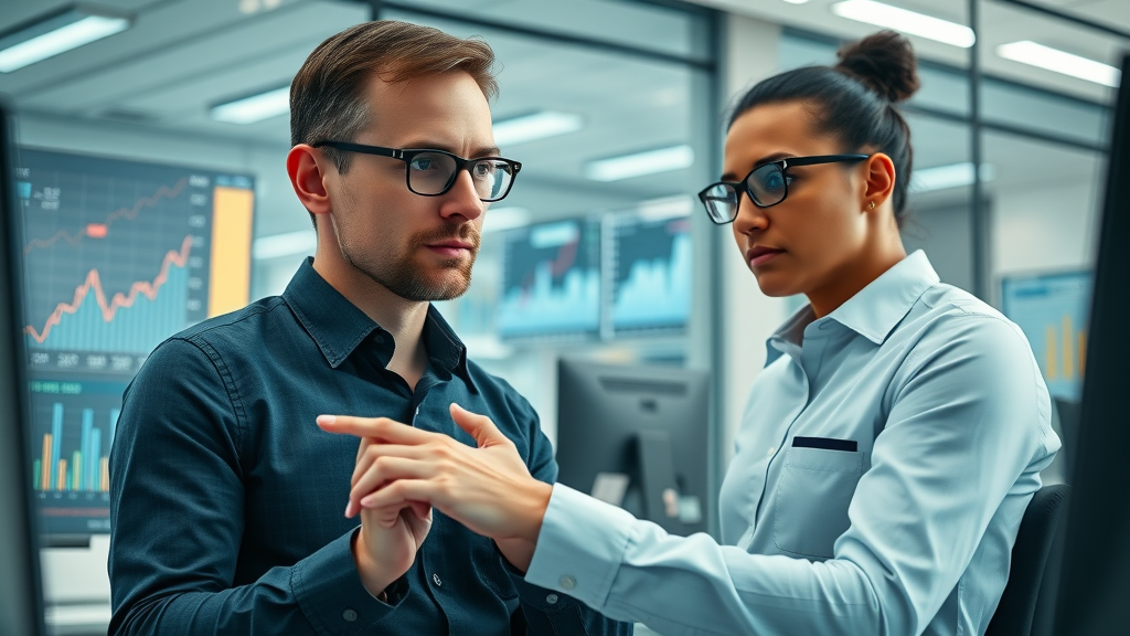 domain authority analysts reviewing SEO ranking charts in a modern office