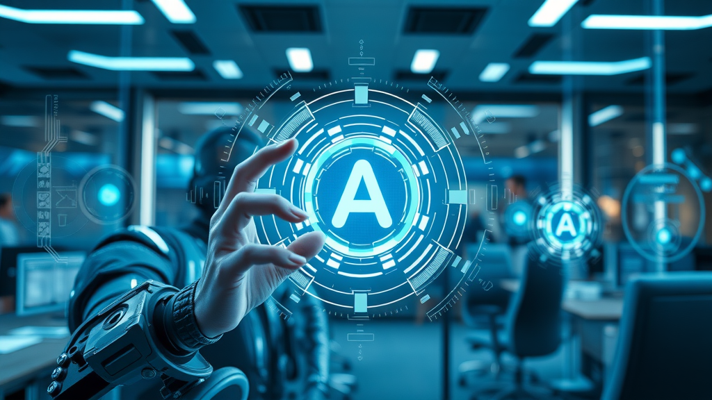 AI-powered lead generation platform orchestrating digital processes on holographic interface