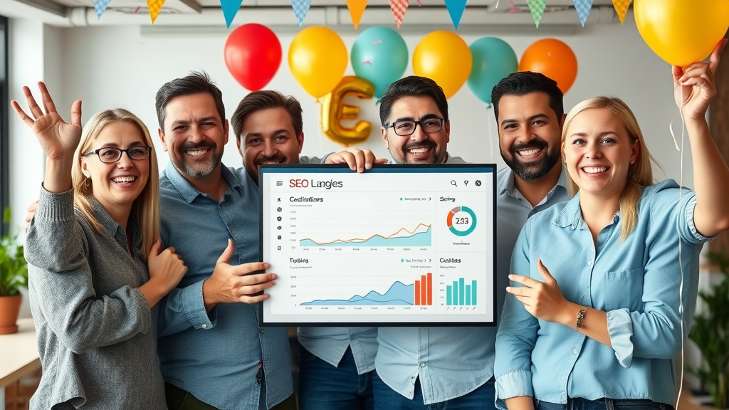 SEO team celebrating growing brand citations and visibility success through AI search ranking tactics