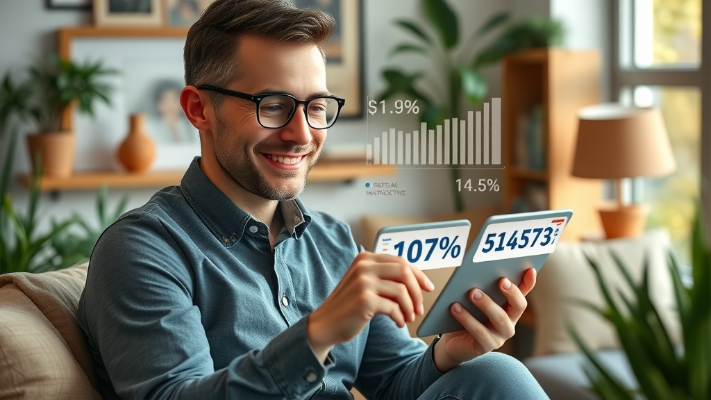Small business owner smiling at positive email marketing ROI results, reflecting the best digital marketing channel for return on investment