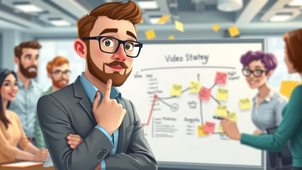 marketing manager mapping video marketing strategy digital whiteboard