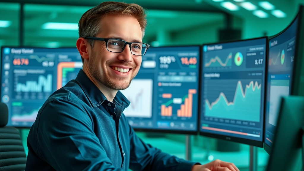 marketing analyst reviewing blog and video content marketing analytics