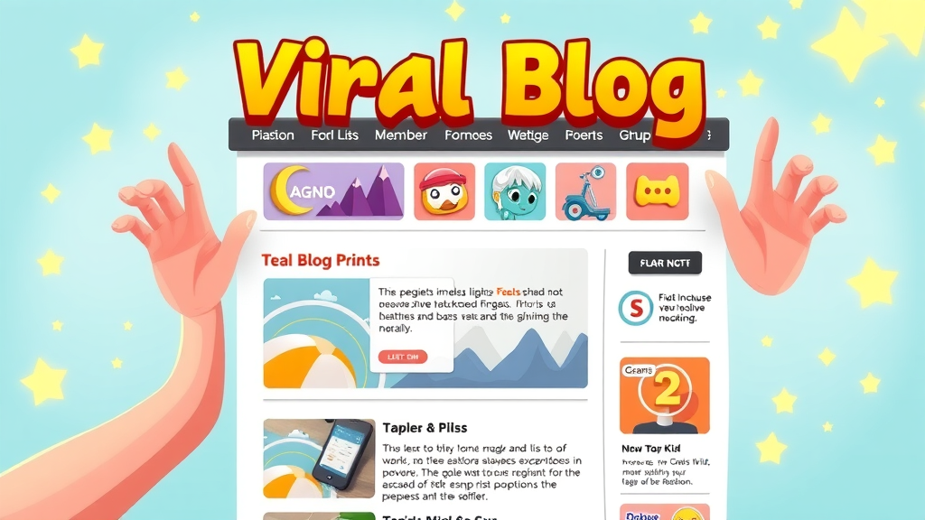 eye-catching viral blog post layout with bold headlines and engaging content creation visuals