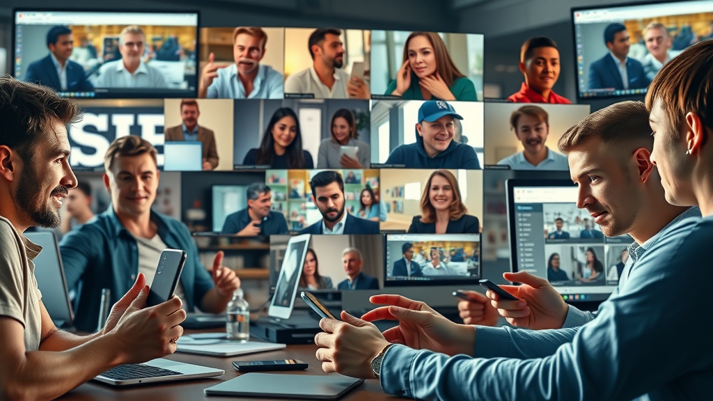 dynamic collage showing different types of viral content: memes, videos, listicles