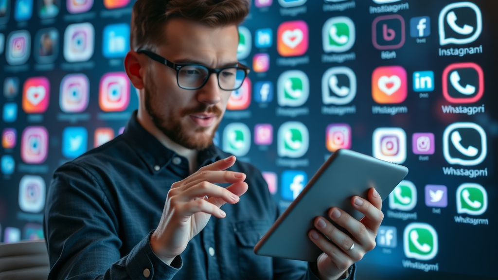 Marketing specialist promoting instagram stories across multiple social media channels with highlights and shared strategy.