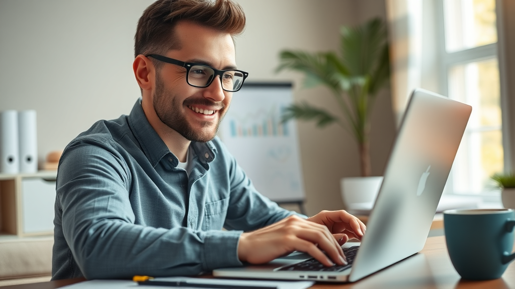 Marketer reviewing social media ad conversion funnel on laptop