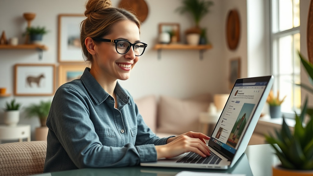 small business owner uploading branded content to Facebook business page
