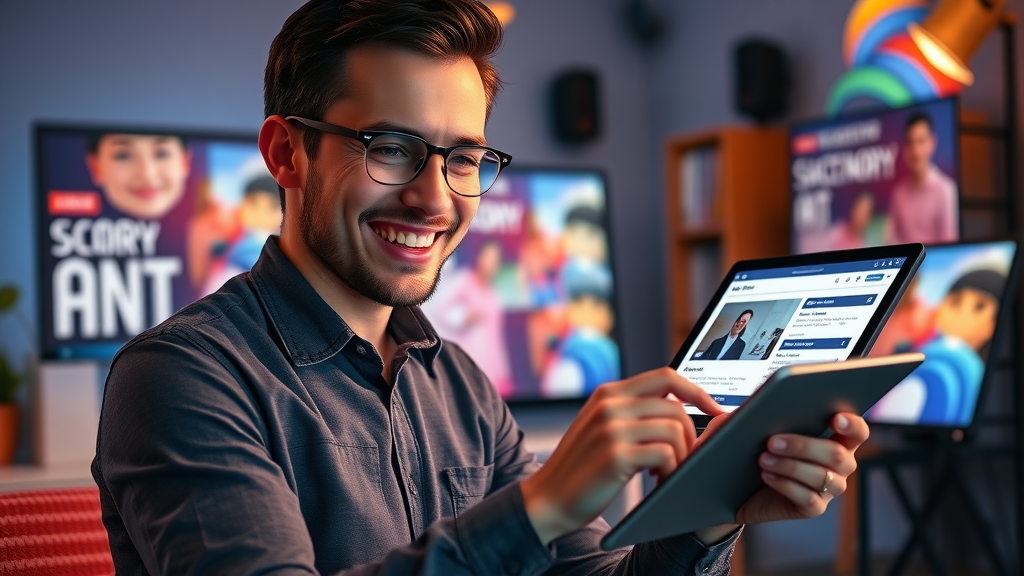 dynamic marketer designing creative Facebook story content for grow facebook page strategy