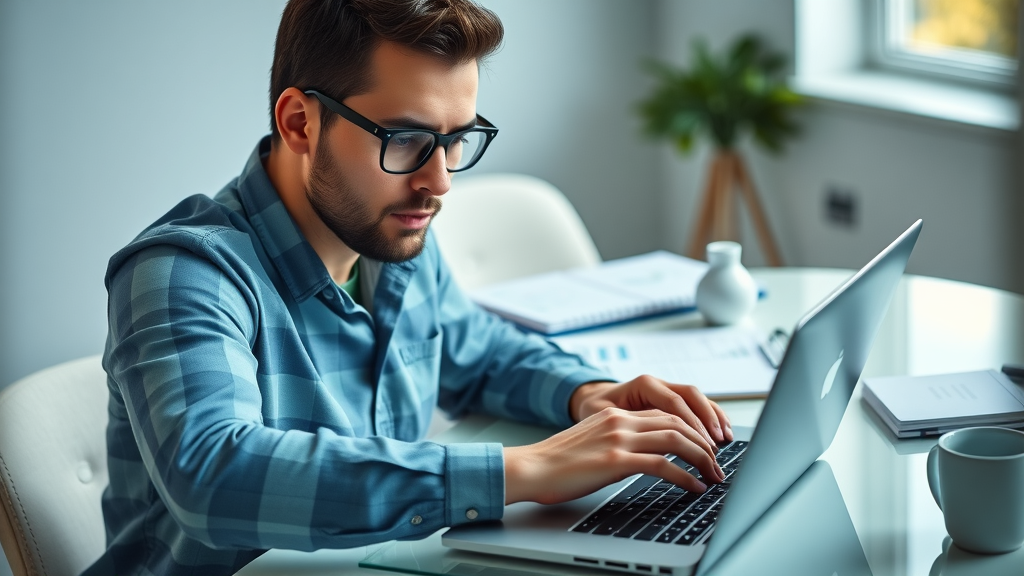 digital marketer working on ad copy and landing page design for exclusive keyword advertising