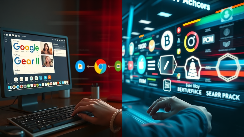 visual timeline showing the evolution from classic search engines to AI-driven search, with search engine logos transforming into futuristic AI icons