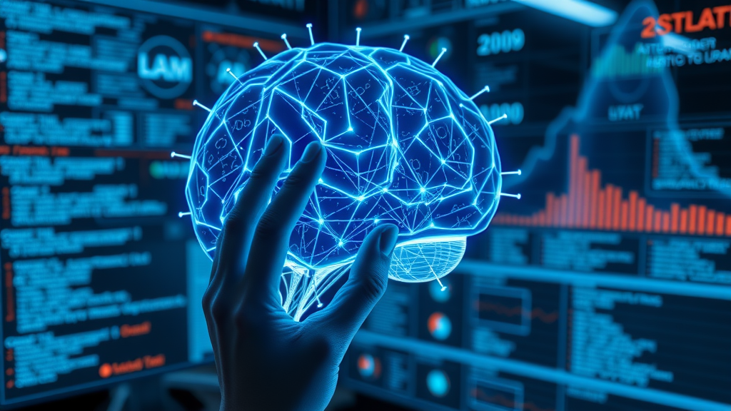 AI algorithm visual with a digital brain scanning data for relevance, symbolizing how to make content that is found with ai search