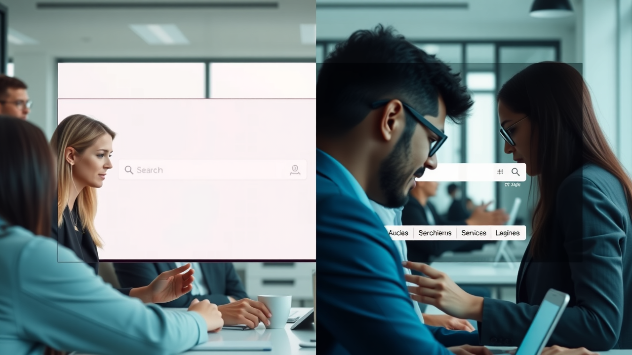 Traditional search engine and AI search engines comparison, users interacting, How to Get Found in AI Search