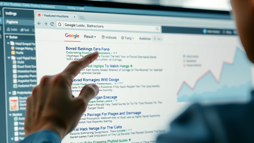 dynamic overview of serps with featured snippets, organic listings, instructor pointing, analytics, upward-trending line, how to get in top 10 serps