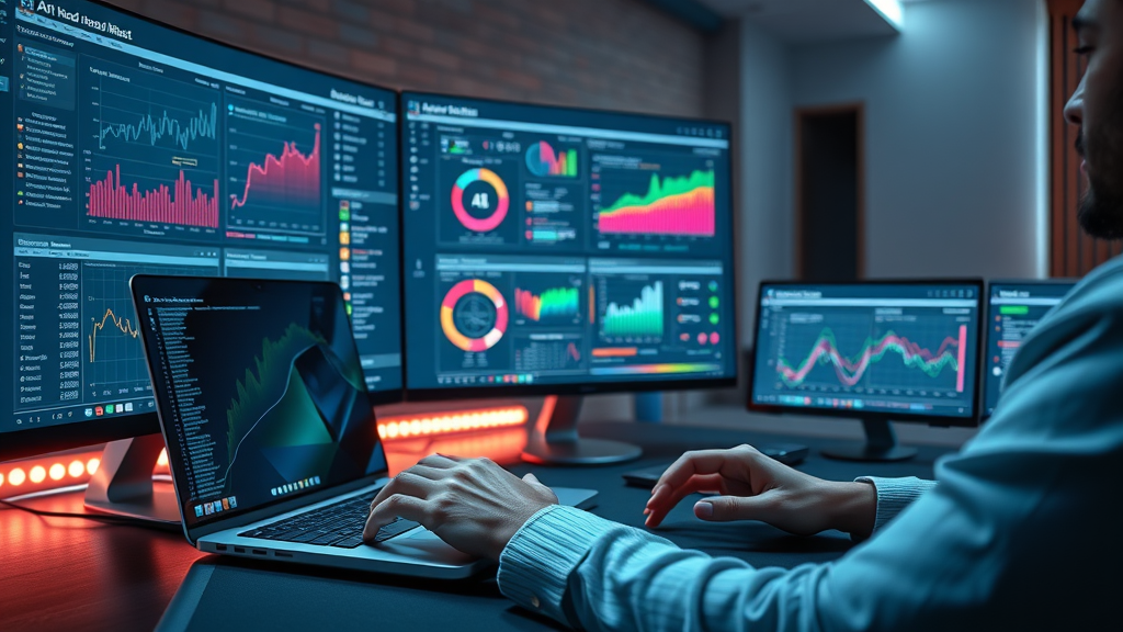 Modern desktop setup displaying AI and SEO seeding tools for llm seeding and tracking structured data, brand mentions, and citations.