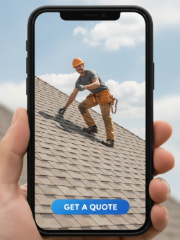 image of a phone with a roofing ad displayed